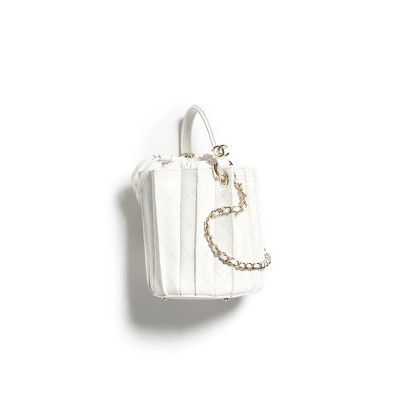 CHANEL MINI BUCKET BAG LAMBSKIN WHITE AS5486 (15.2*14*14cm)